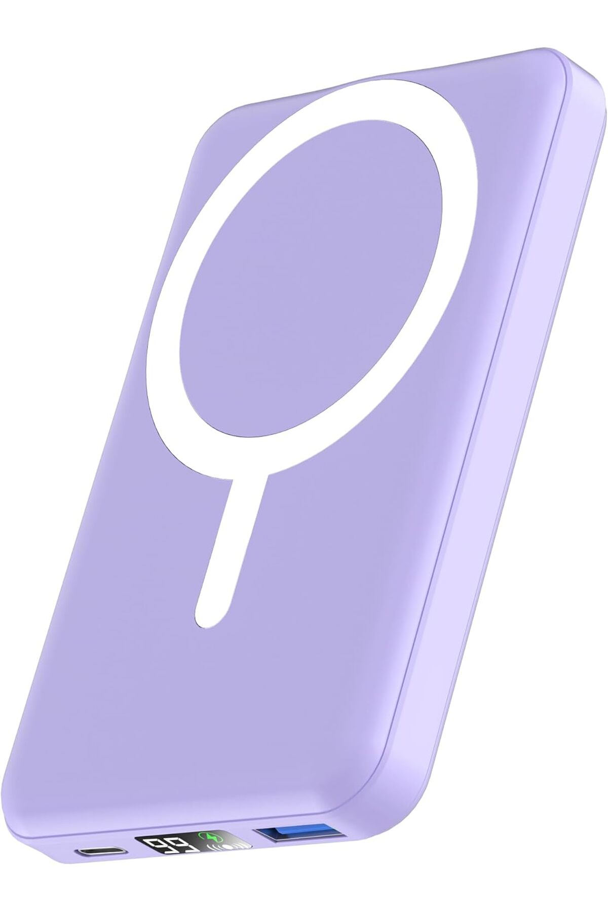 Podoru 10000mAh MagSafe Uyumlu Manyetik Hızlı Şarj Powerbank - LED Göstergeli, 22.5W Çift Çıkışlı Lila Taşınabilir Şarj Cihazı